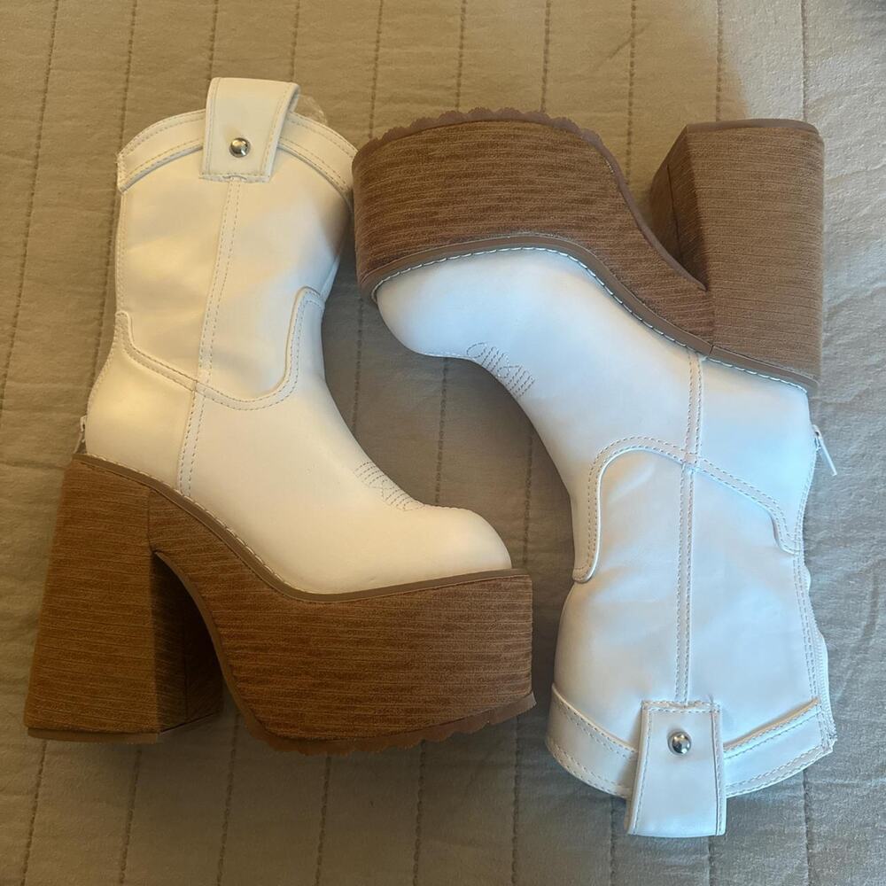 White and brown platform cowboy